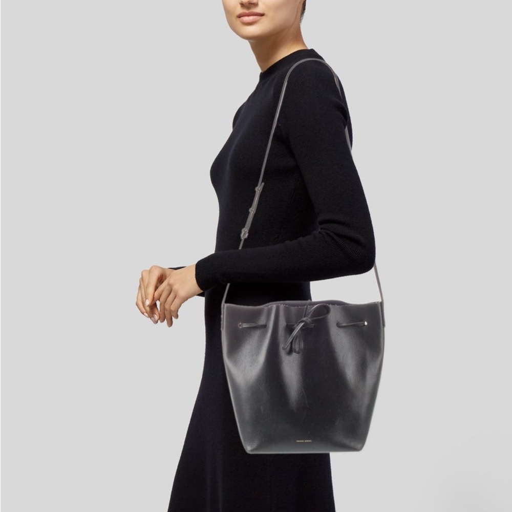 Mansur Gavriel Black Leather Bucket Shoulder Bag with Pouch - Picture 5 of 10